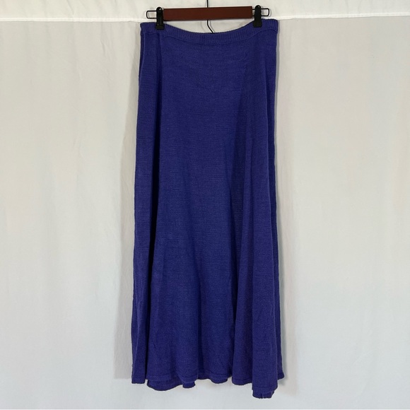 Jeanne Pierre Vintage Linen Blend Indigo Knit Bias Cut Maxi Skirt - Picture 5 of 11